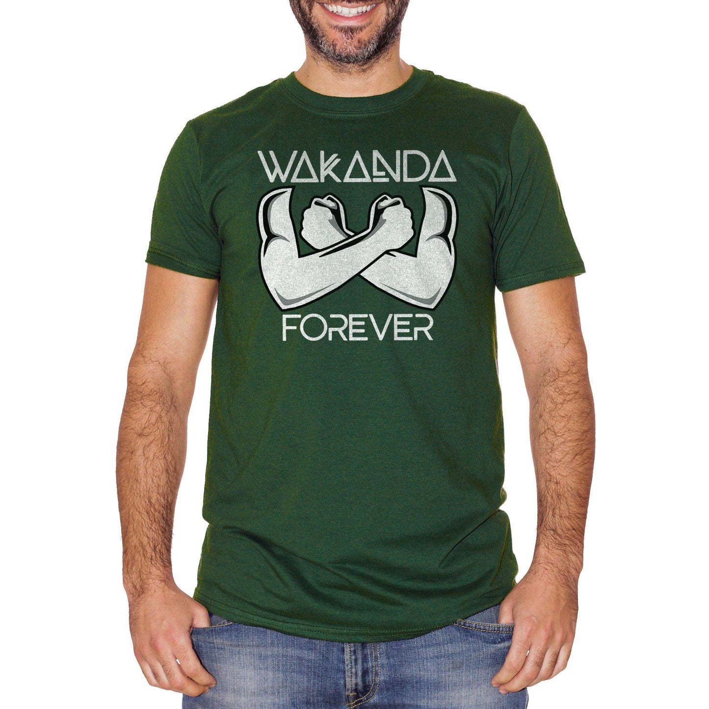 Dark Slate Gray T-Shirt Wakanda Forever Saluto Greet Black Panther - FILM CucShop