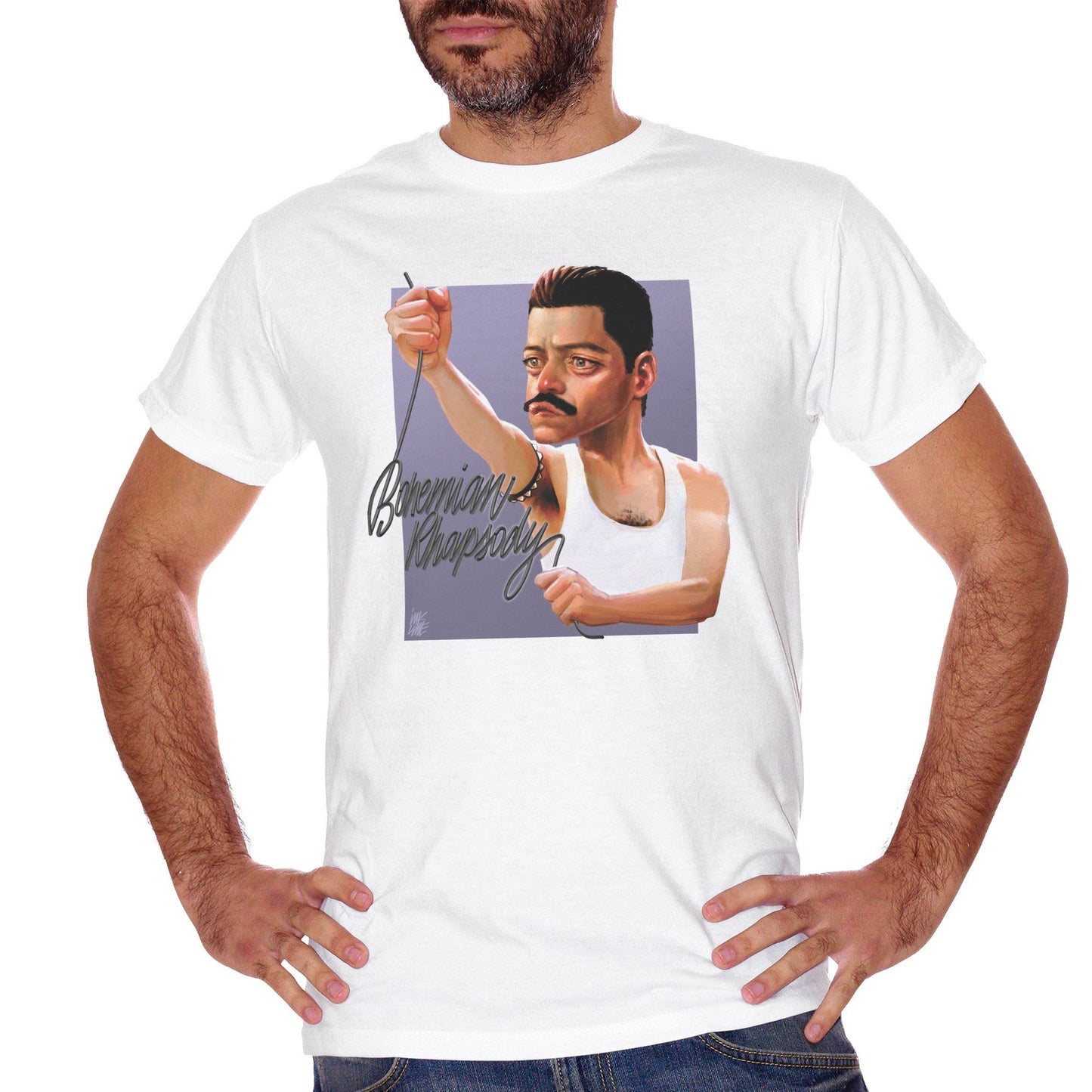 White Smoke T-Shirt Rami Malek Freddie Mercury By Inkline Andrea Cara Bohemian Rhapsody - MUSIC CucShop