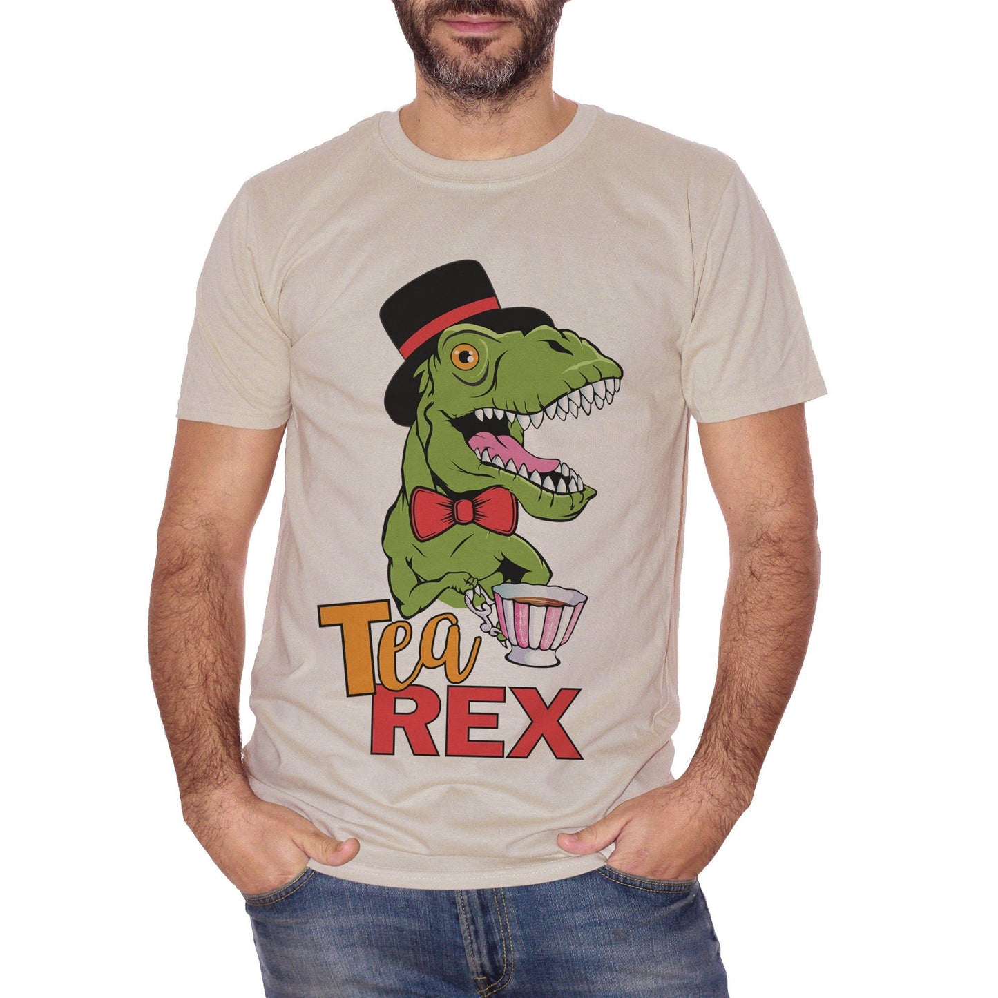 Olive Drab T-Shirt T Rex Tea Lover - SOCIAL CucShop