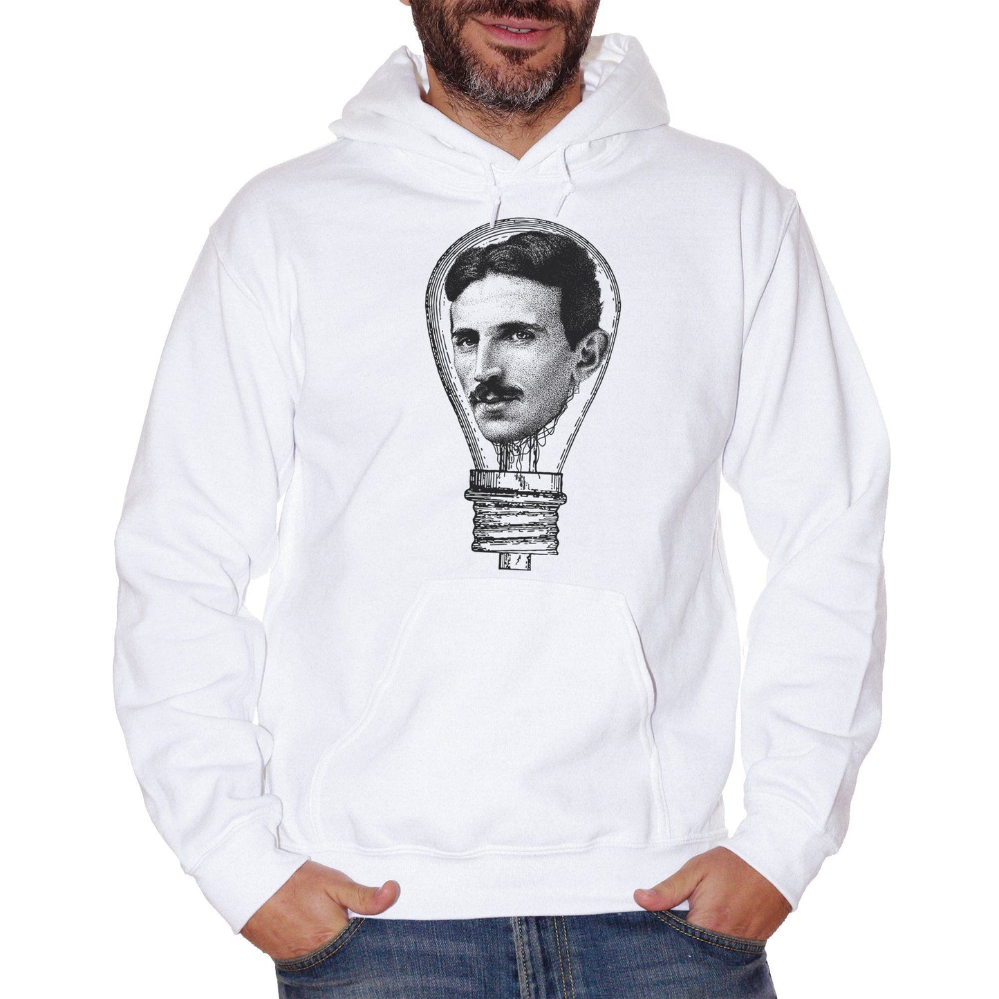 White Smoke Felpa Nikola Tesla Electric Lamp - FAMOSI CucShop