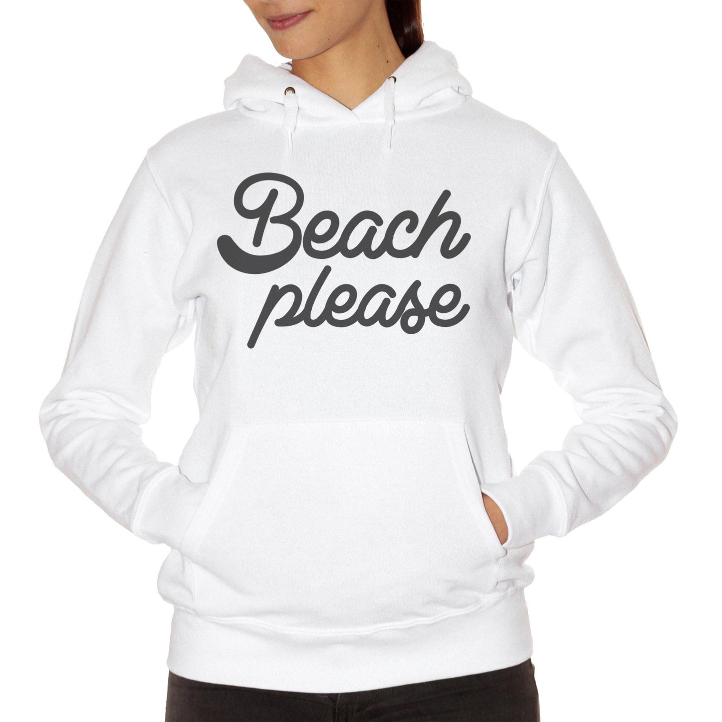 White Smoke Felpa Beach Please Funny Divertente Summer Estate  - SOCIAL CucShop