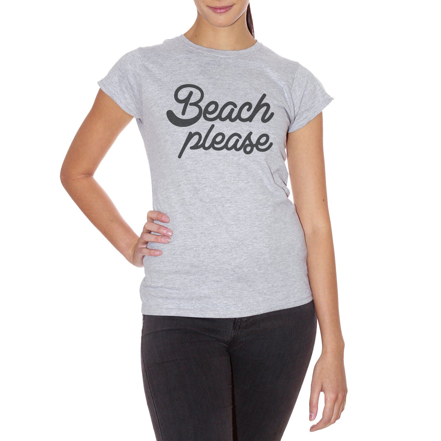 Light Gray T-Shirt Beach Please Funny Divertente Summer Estate  - SOCIAL CucShop
