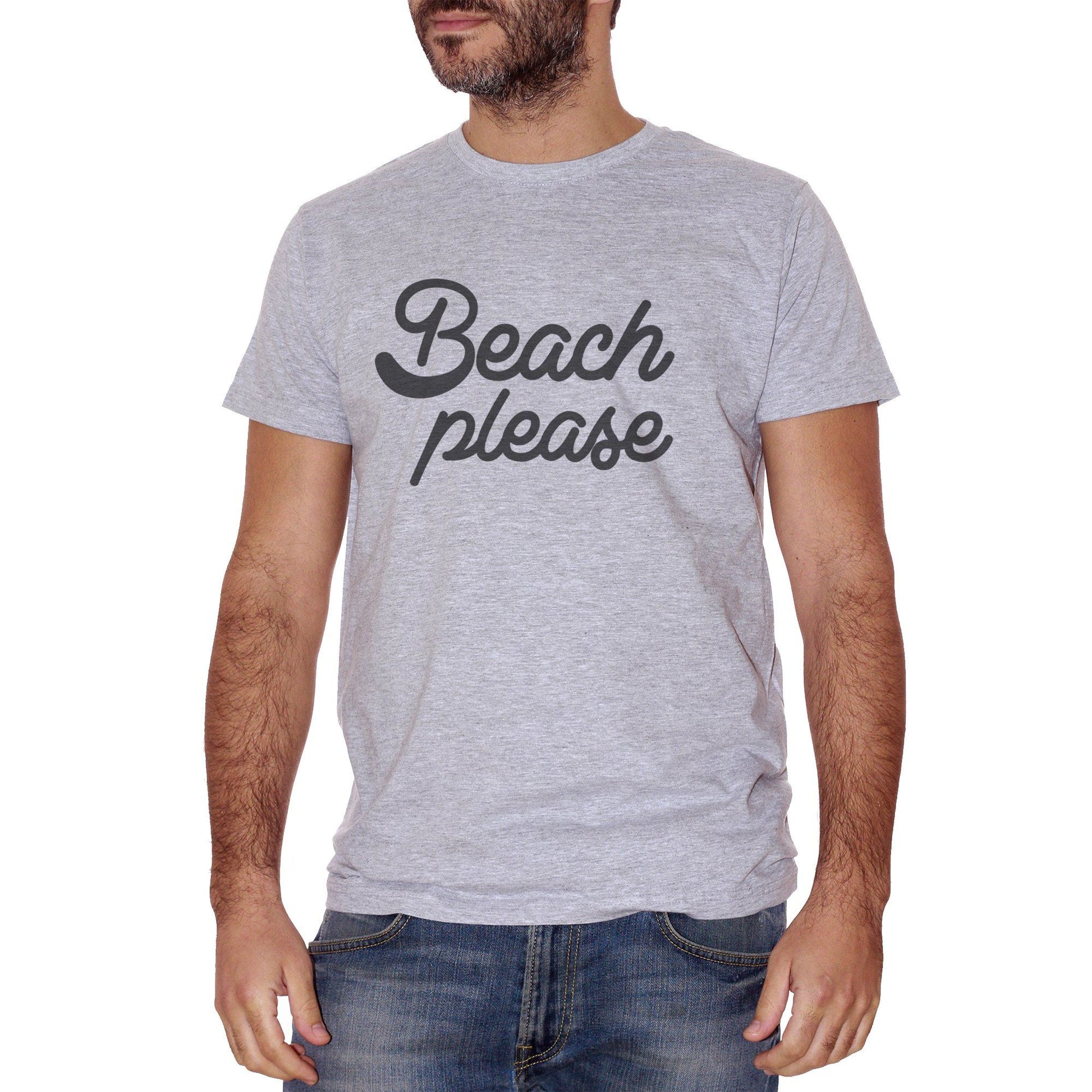Gray T-Shirt Beach Please Funny Divertente Summer Estate  - SOCIAL CucShop