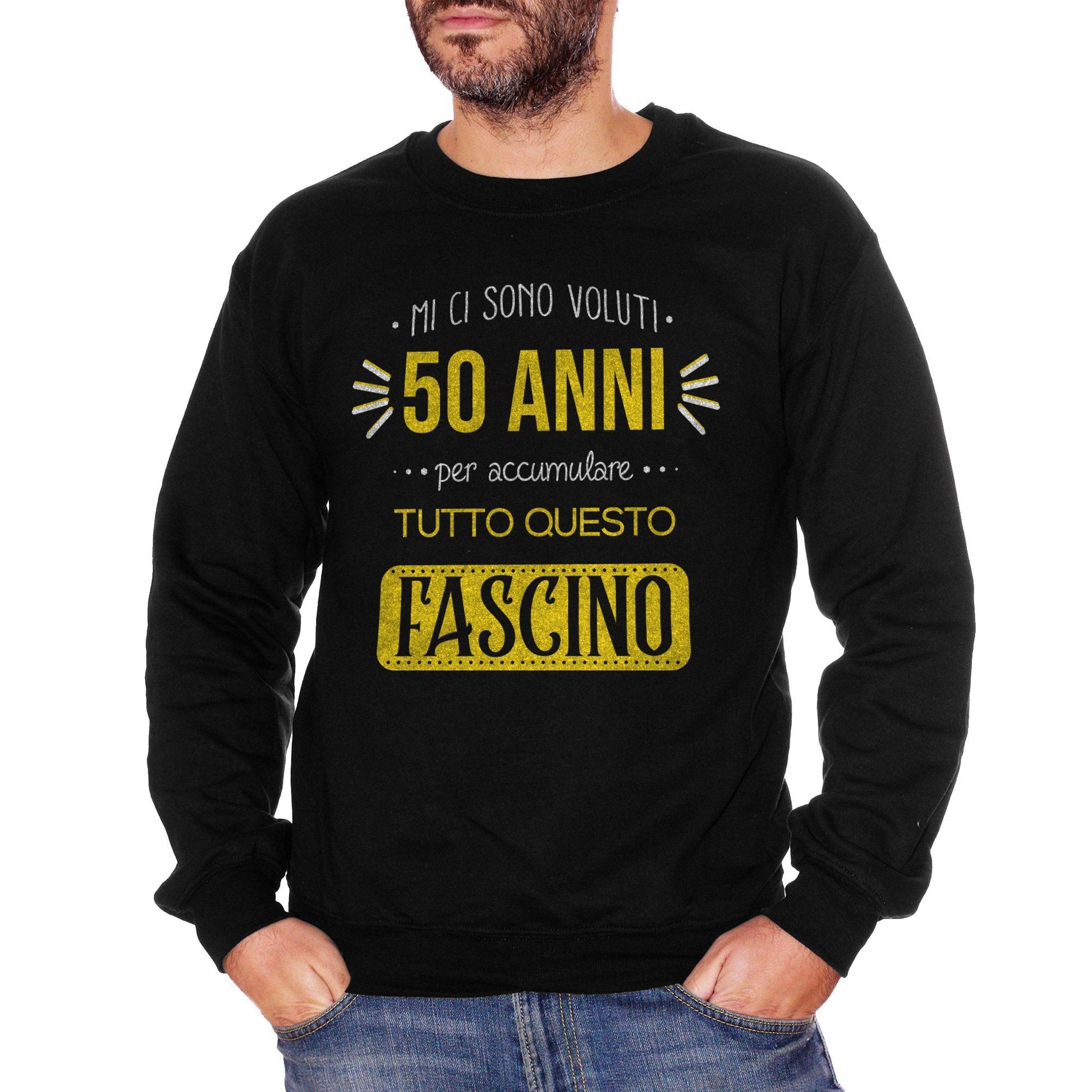 Black Felpa Girocollo 50 Anni Compleanno - SOCIAL CucShop