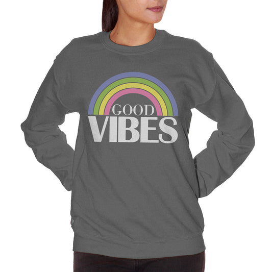 Dim Gray Felpa Girocollo Good Vibes Rainbow Unicorn - SOCIAL CucShop