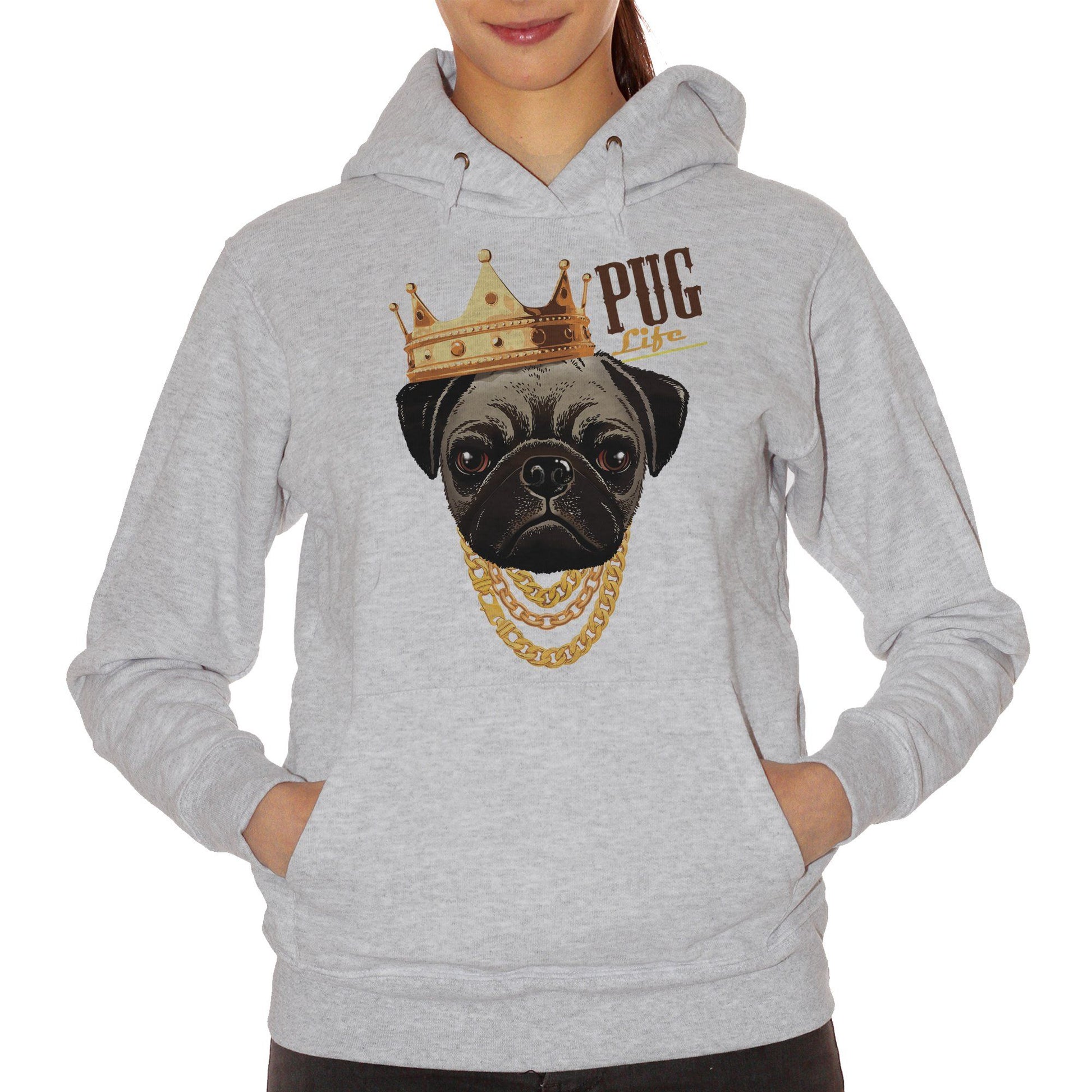Gray Felpa Pug Life Carlino Cane Dog Pet Animali Gold Crown - SOCIAL CucShop
