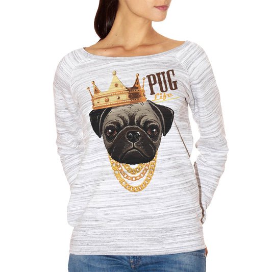 Lavender FELPA FASHION DONNA pug-life-carlino-cane-dog-pet-animali-gold-crown CucShop