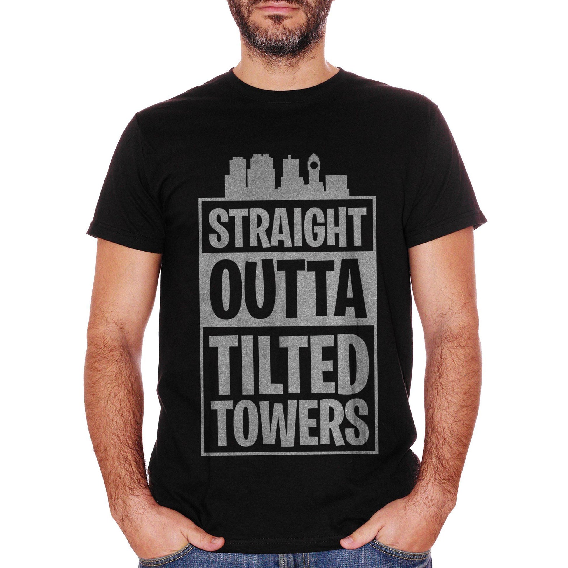 White T-Shirt Straight Outta Tilted Towers - SOCIAL CucShop