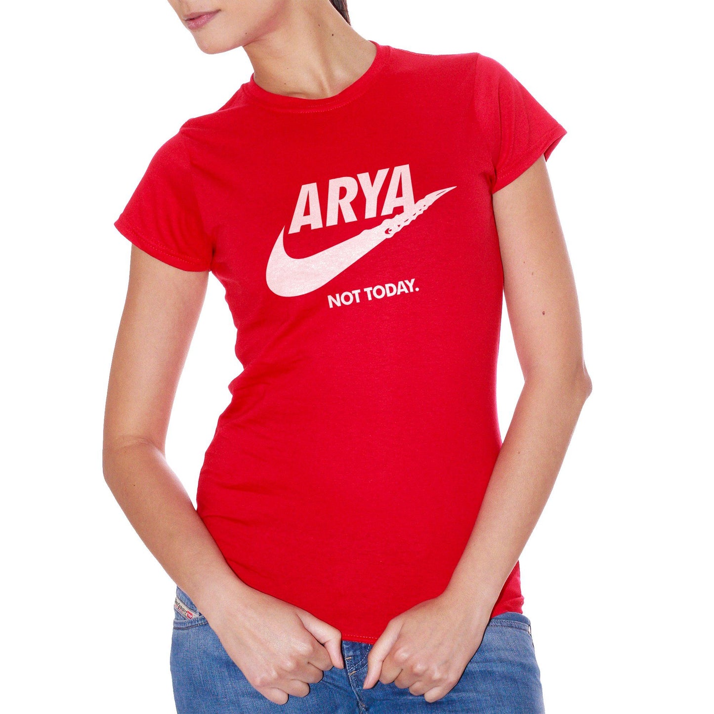 Red T-Shirt Arya Stark Got Game Of Thrones Not Today Logo - FILM CucShop