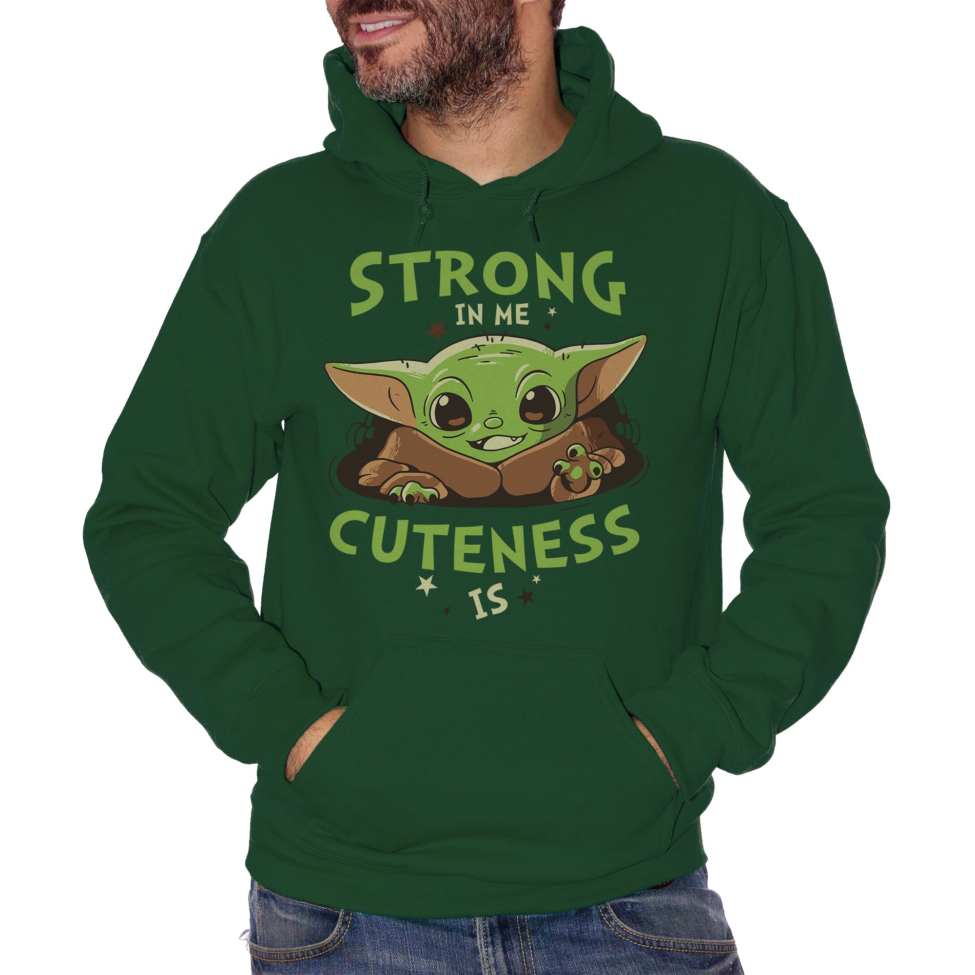 Star Wars The Mandalorian Felpa Uomo Con Cappuccio Yoda 3D, In Pile, Oversize, Colore Nero, Taglia Unica
