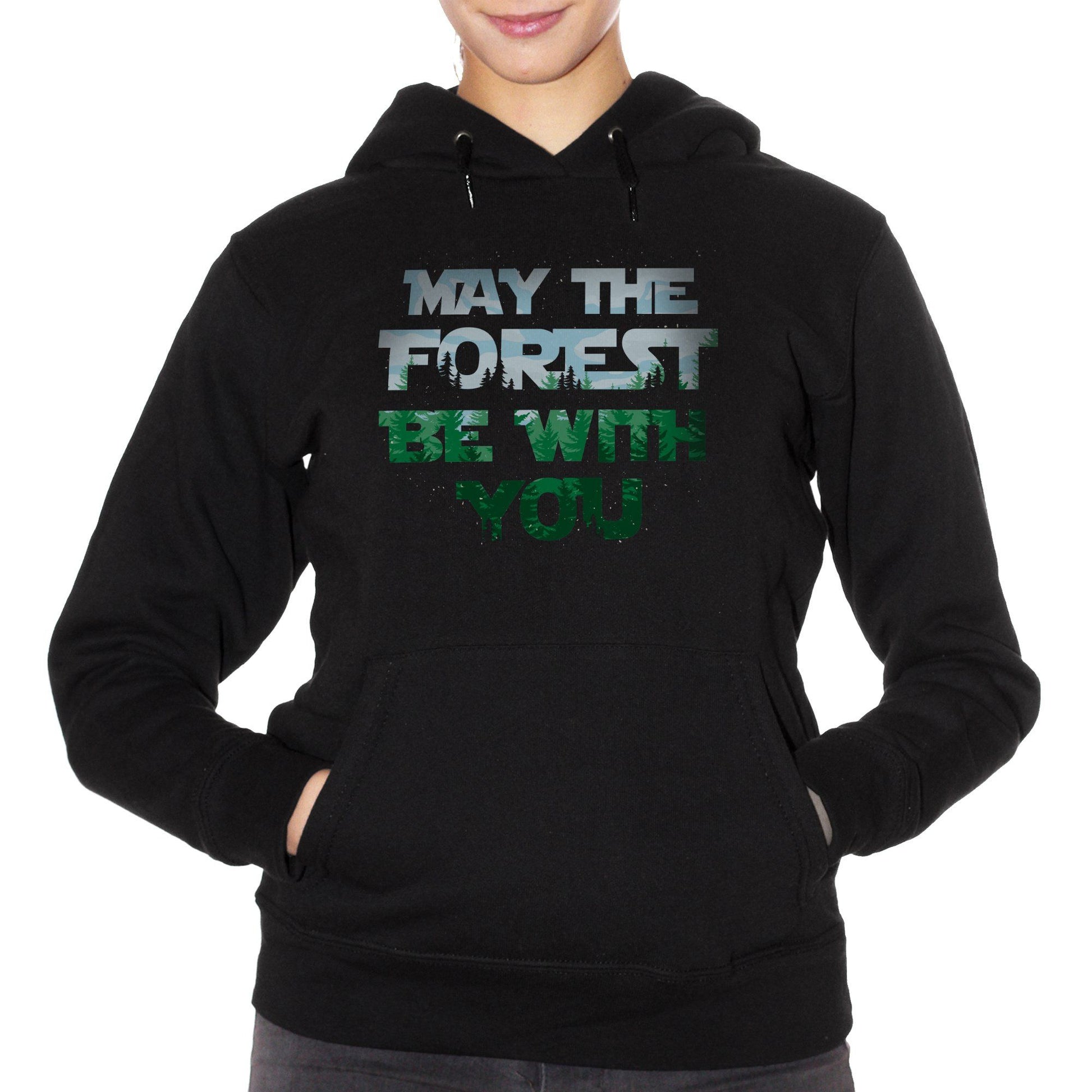 Black Felpa Cappuccio Forest Nature Jedi Divertente Forza Star Wars - Funny Choose ur color CucShop