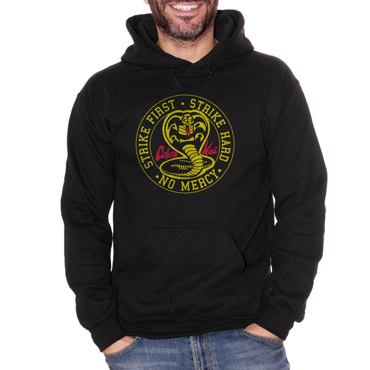 Black Felpa Cappuccio Cobra Kai Logo Film cult degli anni 80 - Serie TV - Movie Choose ur color CucShop