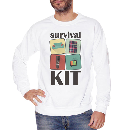 Light Slate Gray Felpa Girocollo Survival Kit - Frasi Divertenti Sopravvivenza - Funny Choose ur Color CucShop