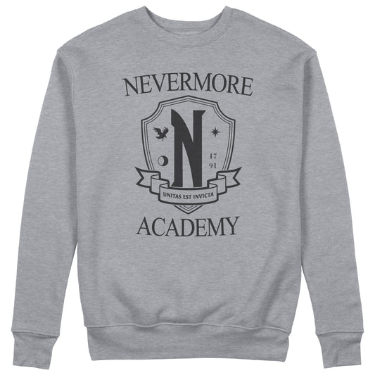 CUC Felpa Girocollo - NEVERMORE ACADEMY GREY- Mercoledì - ADDAMS  Unisex #chooseurcolor - CUC chooseurcolor