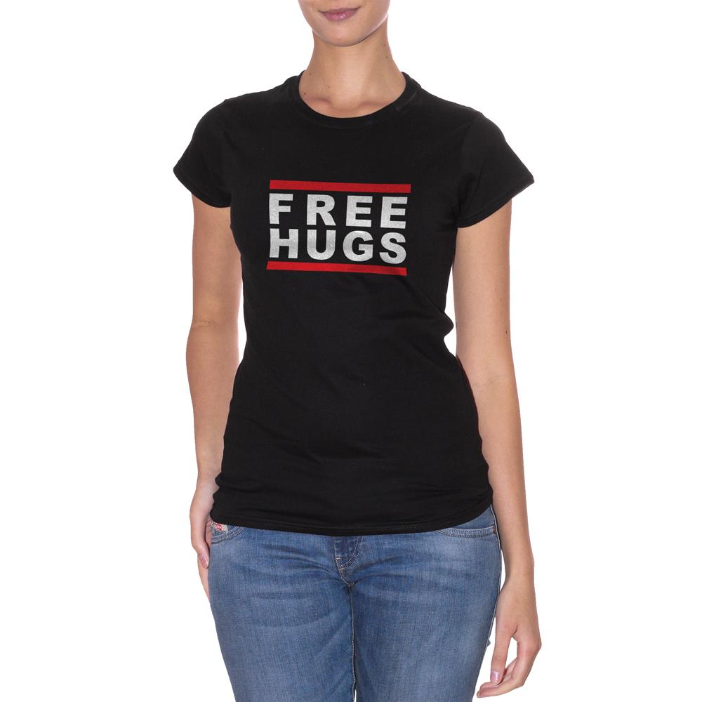Black T-Shirt Free Hugs - DIVERTENTE Choose ur color CucShop