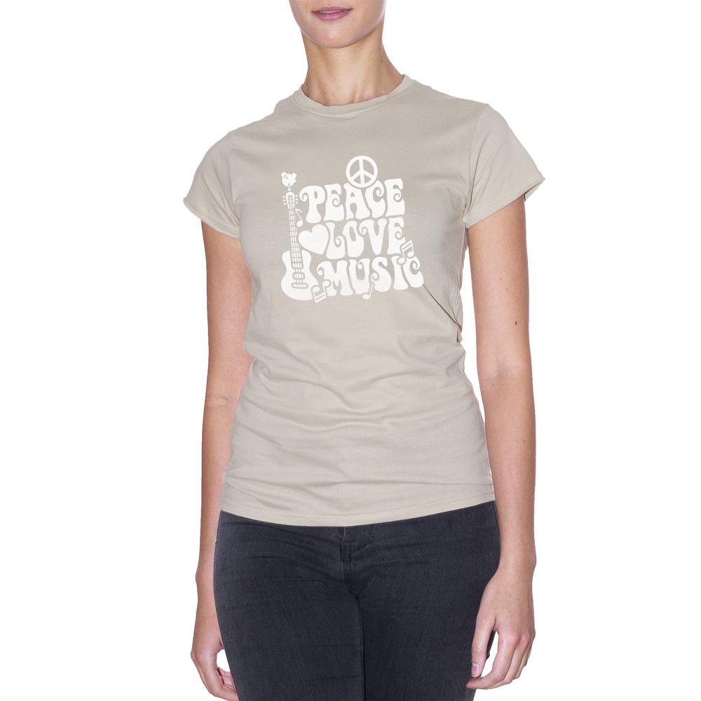 Gray T-Shirt Peace Love & Music Woodstock - MUSIC Choose ur color CucShop