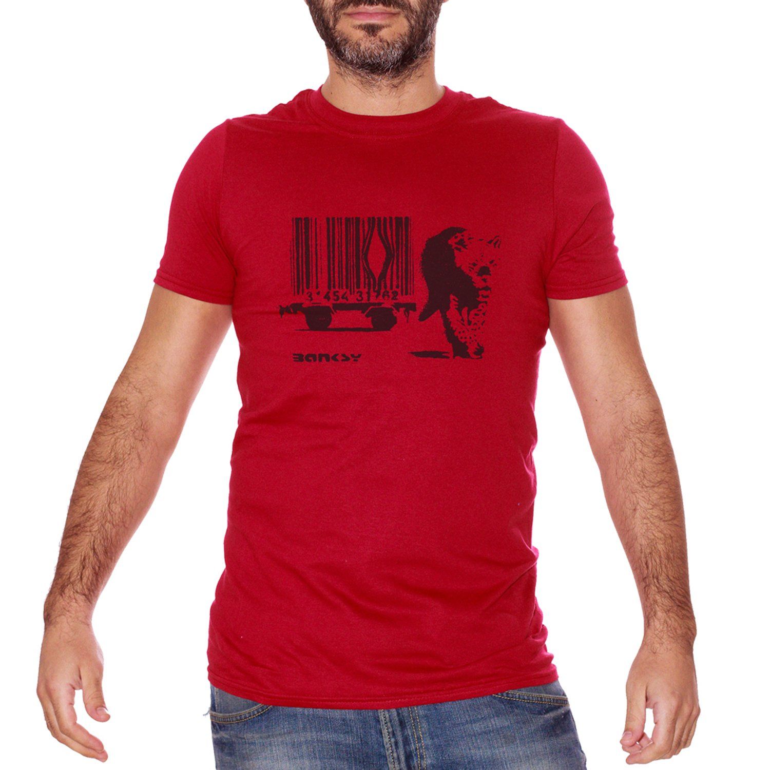 Firebrick T-Shirt Banksy Tiger Barcode - POLITICA Choose ur color CucShop