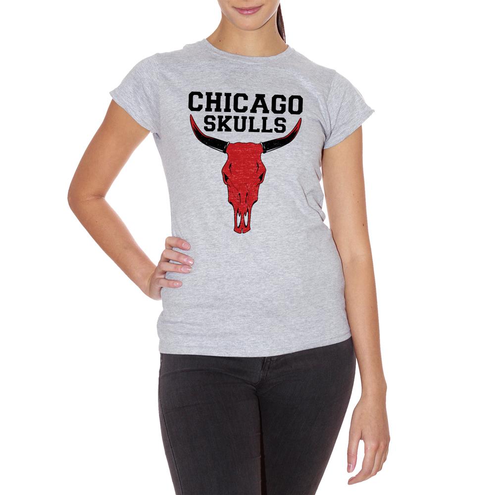 Light Gray T-Shirt Chicago Skull - DIVERTENTE Choose ur color CucShop
