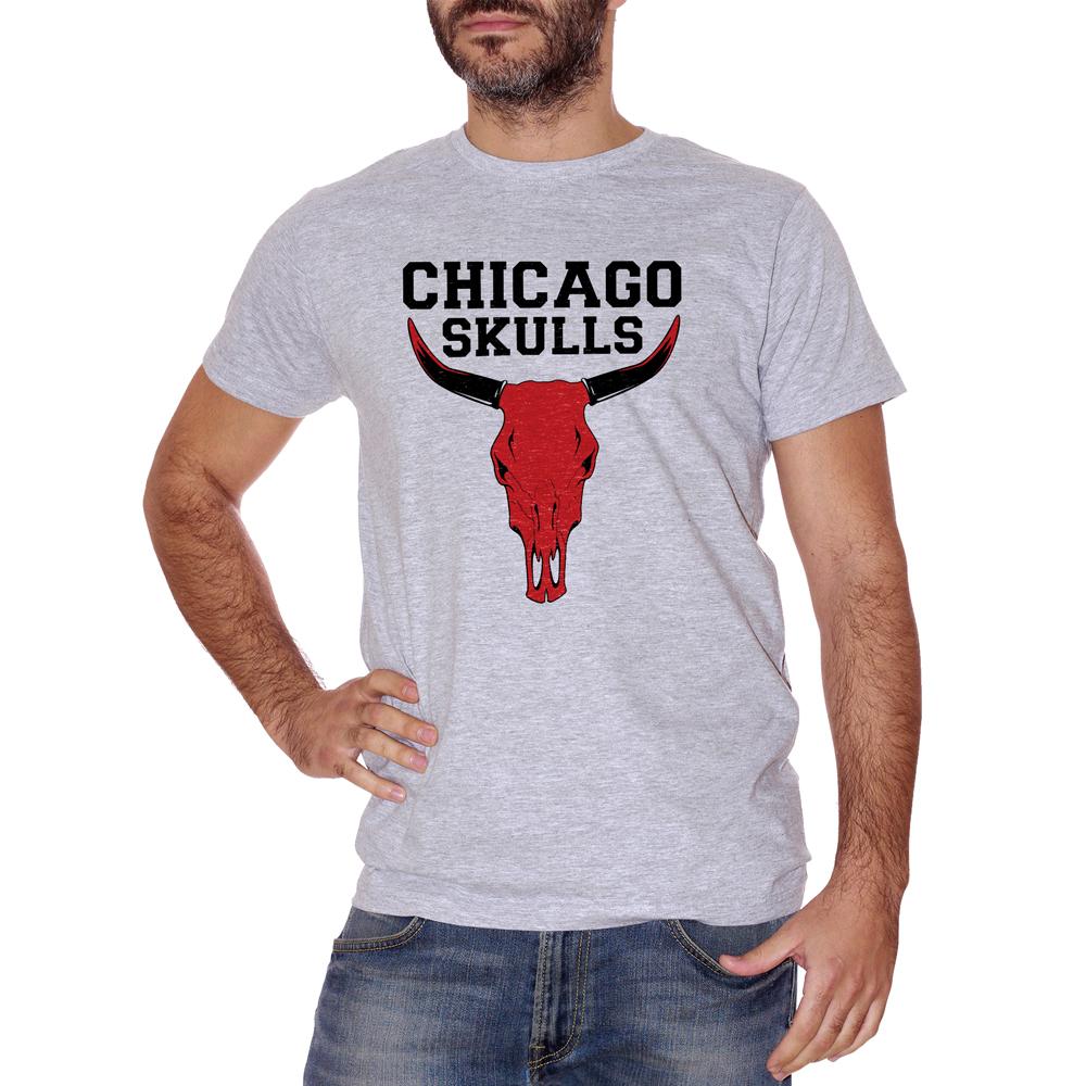 Gray T-Shirt Chicago Skull - DIVERTENTE Choose ur color CucShop
