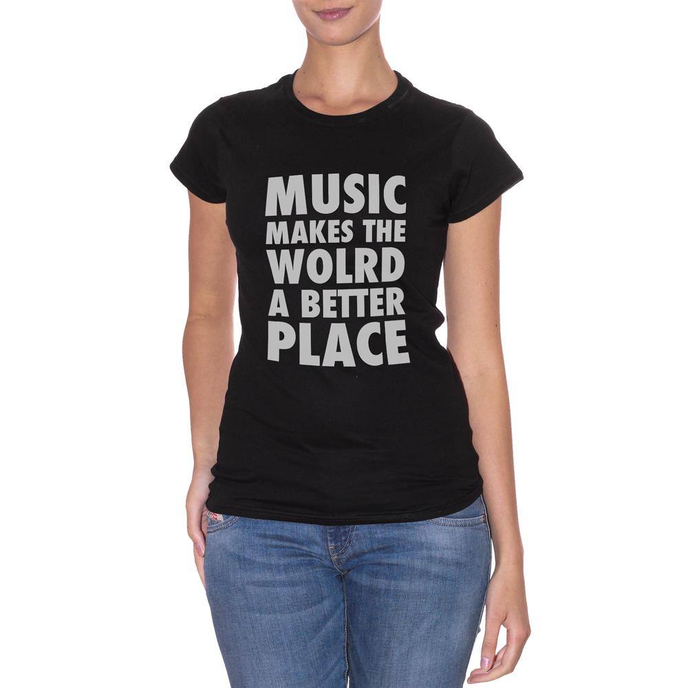 Black T-Shirt Music Makes The World A Better Place - MUSIC Choose ur color CucShop