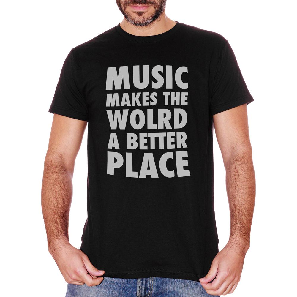 White T-Shirt Music Makes The World A Better Place - MUSIC Choose ur color CucShop