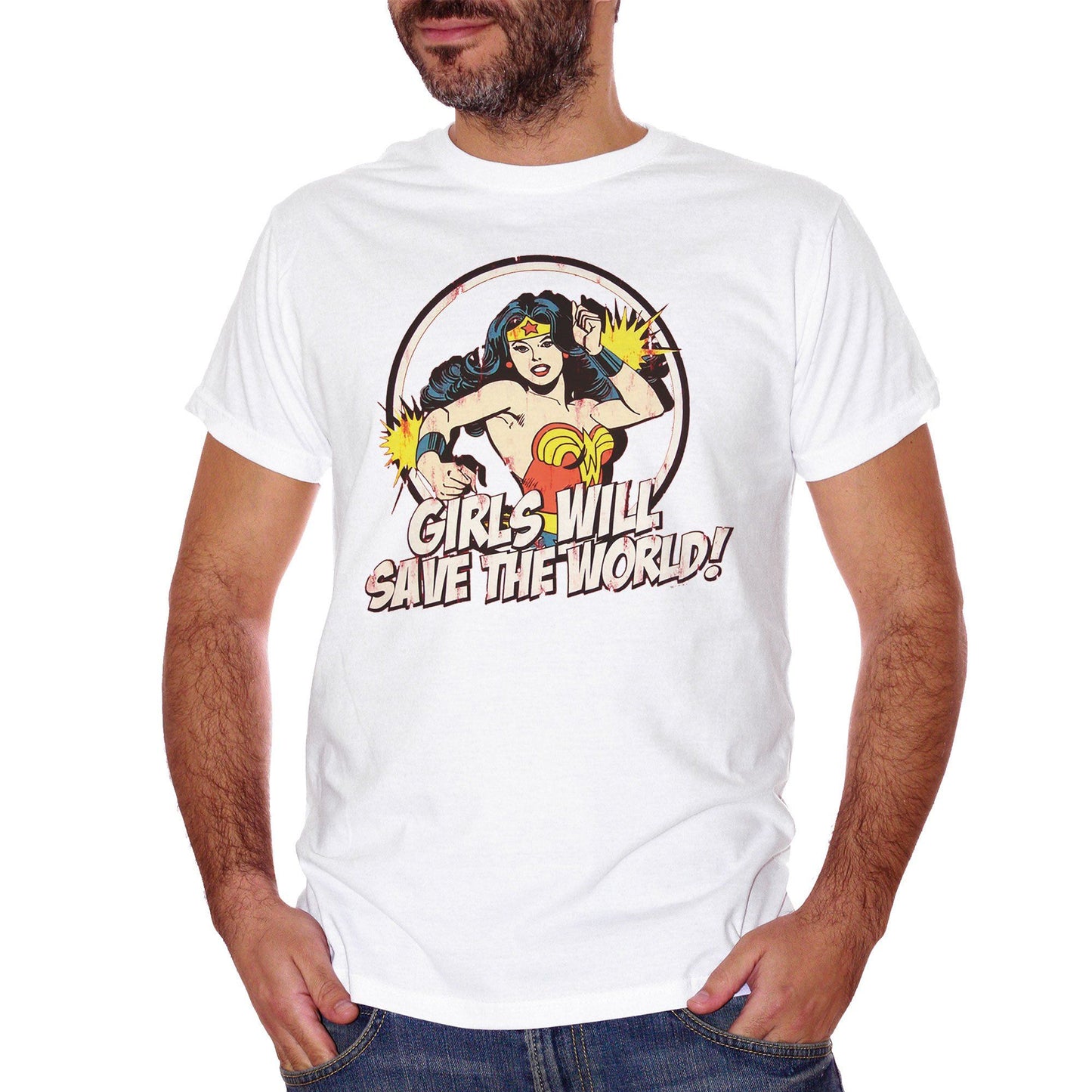 Lavender T-Shirt Wonder Woman Girls Will Save The World X Scuro - FILM Choose ur color CucShop