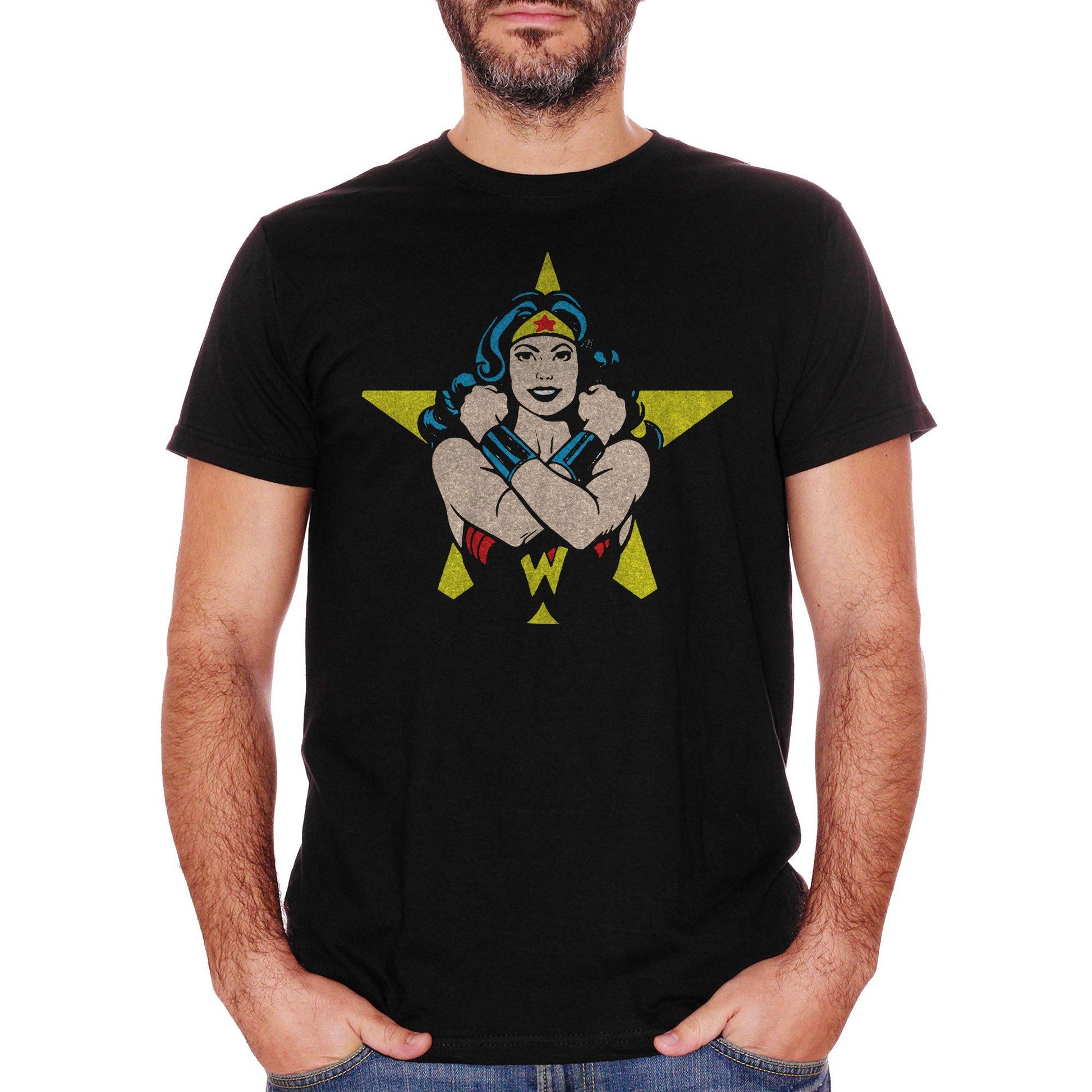 Black T-Shirt Wonder Woman Star - FILM Choose ur color CucShop
