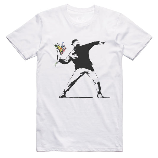 T-Shirt Banksy Flower - Lanciatore di Fiori - streetart #chooseurcolor - CUC chooseurcolor