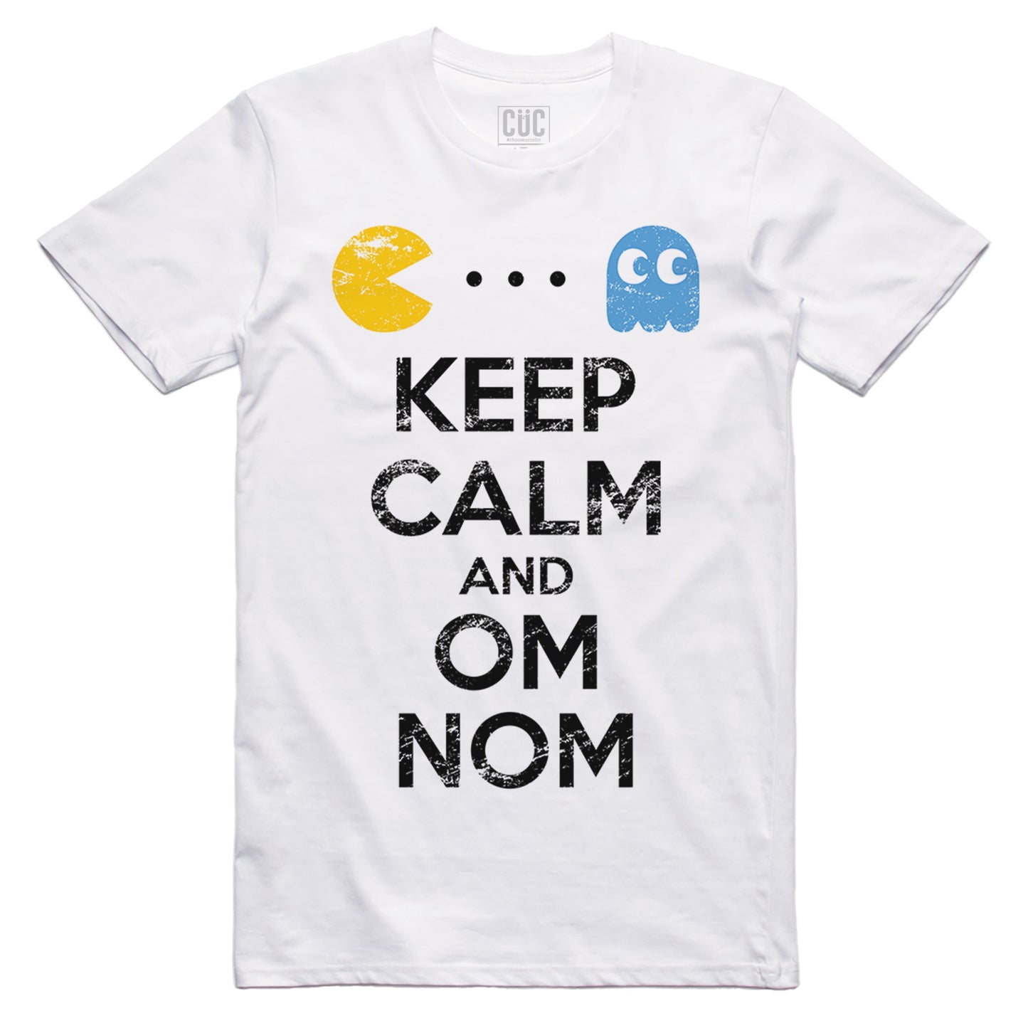 T-Shirt Cuc Keep Calm and Om Nom - Game anni 80 PacMan #chooseurcolor - CUC chooseurcolor