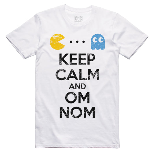 T-Shirt Cuc Keep Calm and Om Nom - Game anni 80 PacMan #chooseurcolor - CUC chooseurcolor