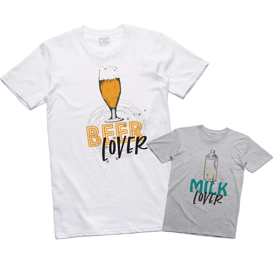 T-Shirt Coppia Padre + Figlio - Beer Lover - Milk Lover - #chooseurcolor - CUC chooseurcolor