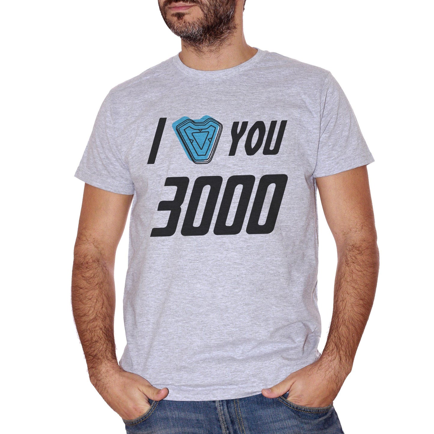 Gray T-Shirt I Love You 3000 Super Hero Tony Stark  - FILM CucShop