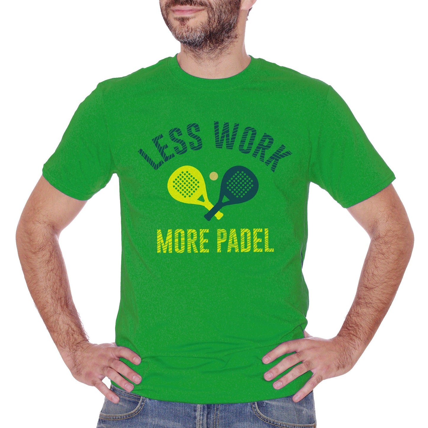 Forest Green T-Shirt Less Work More Padel Sport  - SPORT CucShop
