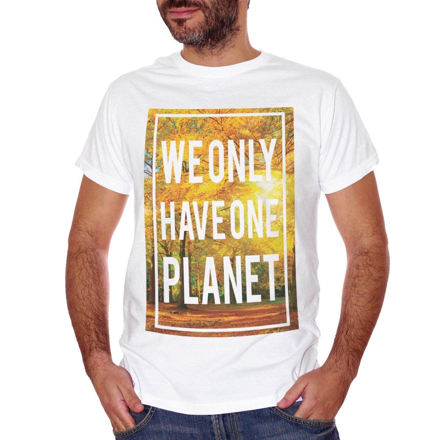 Dark Khaki T-Shirt We Only Have One Planet Nature Leaf Autumn - SOCIAL CucShop