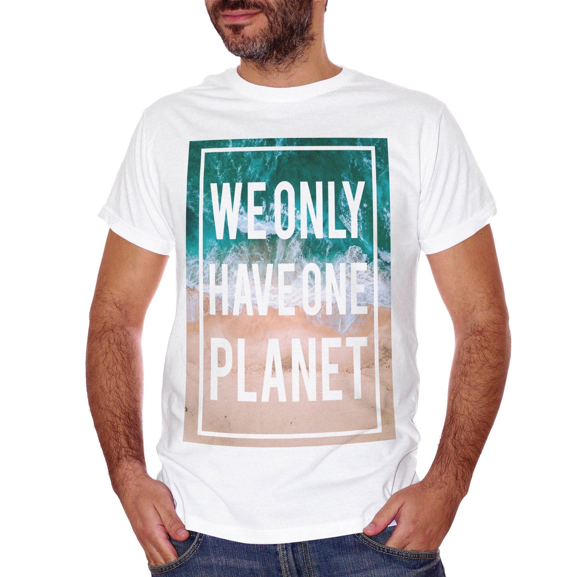 Gray T-Shirt We Only Have One Planet Nature Sea Summer Water - SOCIAL CucShop