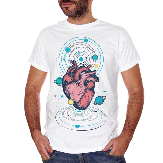 Lavender T-Shirt Heart In The Space | Cuore Nello Spazio | Traditional Tattoo | Tatuaggio Tradizionale | Disegno Artistico | Choose Ur Color - SOCIAL CucShop