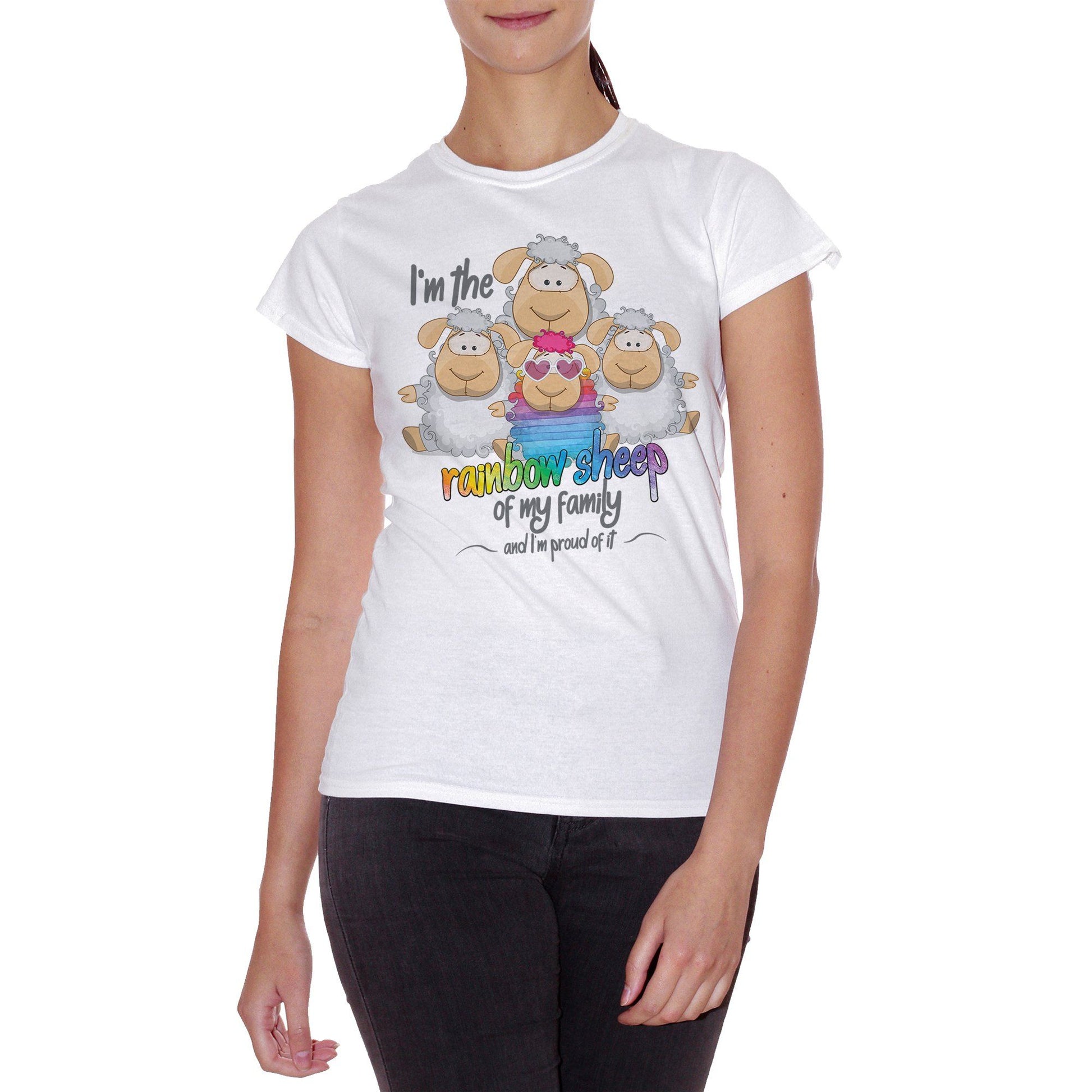 Lavender T-Shirt Rainbow Sheep | Pecora Arcobaleno | I'M The Rainbow Sheep Of My Family And I'M Proud Of It | Sono La Pecora Arcobaleno Della Mia Famiglia E Ne Vado Fiero | Choose Ur Color - DIVERTENTE CucShop