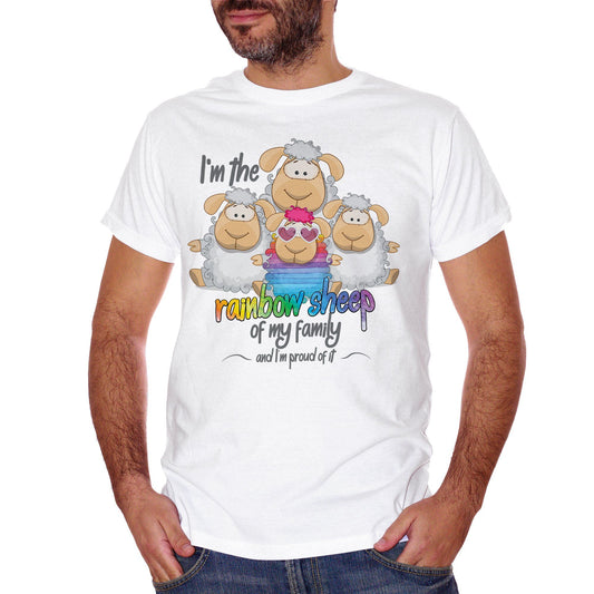 Tan T-Shirt Rainbow Sheep | Pecora Arcobaleno | I'M The Rainbow Sheep Of My Family And I'M Proud Of It | Sono La Pecora Arcobaleno Della Mia Famiglia E Ne Vado Fiero | Choose Ur Color - DIVERTENTE CucShop