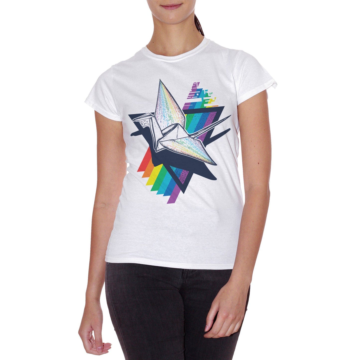 Lavender T-Shirt Bird Origami Rainbow | Uccello Di Carta Arcobaleno | Triangolo Infinito | Divertente E Particolare - SOCIAL CucShop