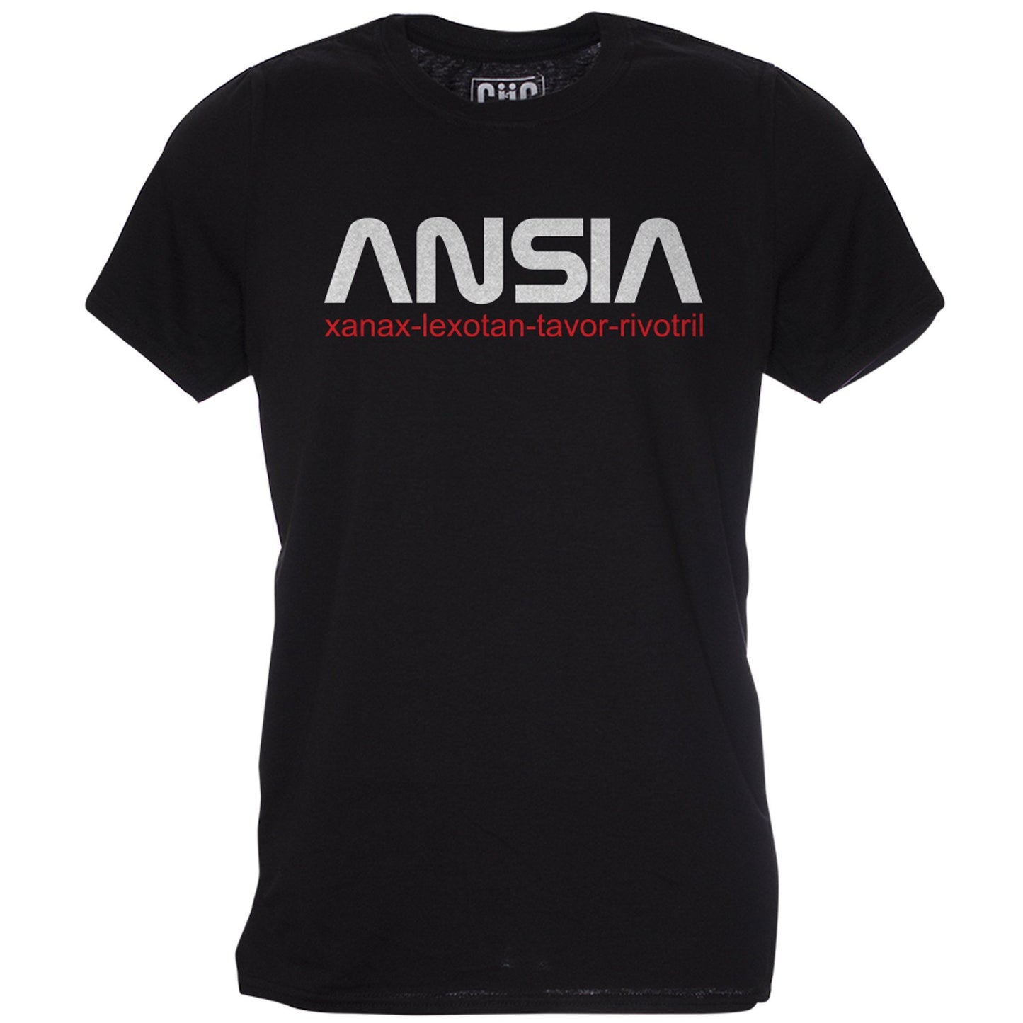 Black T-Shirt Ansia Nasa - Xanax Lexotan Rivotril - Grafica divertente - Choose Ur Color CucShop