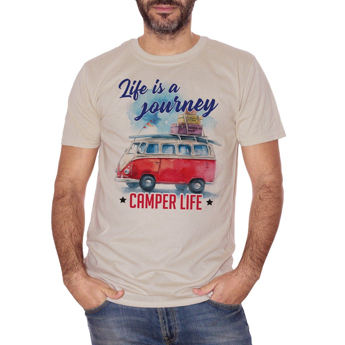 Gray T-Shirt Life is a Journey - La vita è un Viaggio - Camper Life - Choose Ur Color CucShop