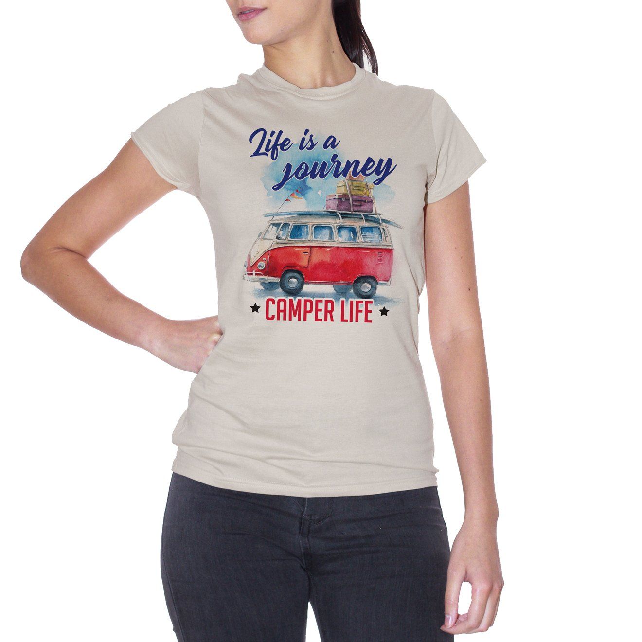 Gray T-Shirt Life is a Journey - La vita è un Viaggio - Camper Life - Choose Ur Color CucShop