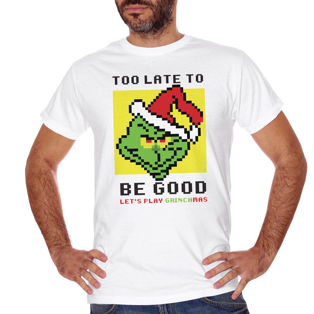 Light Goldenrod T-Shirt Grinchmas Grinch - Pixel - Regalo di Natale FILM CucShop