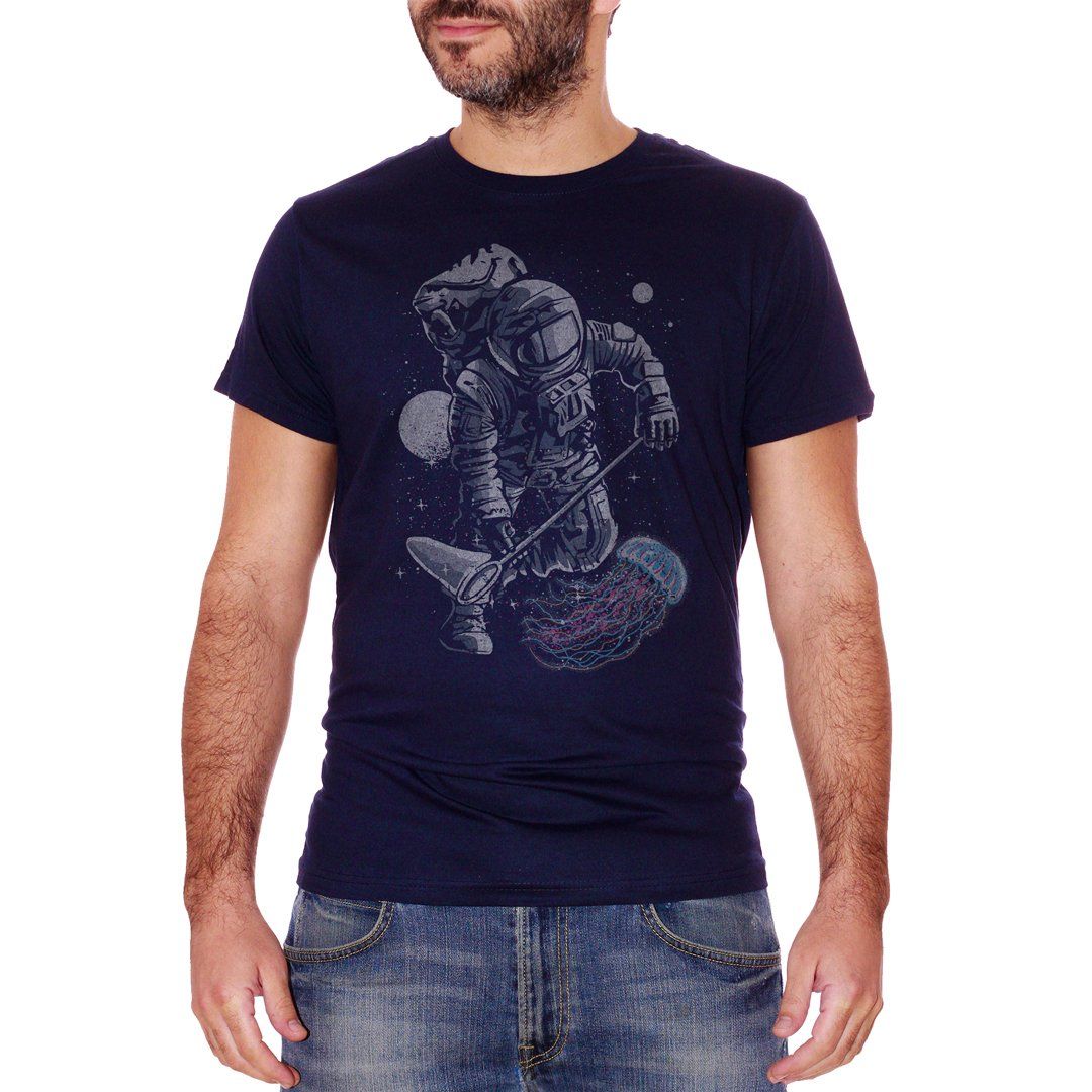 Black T-Shirt Space Fishing - Jellyfish - Spazio e dell'astrologia - Choose ur Color Cuc Shop