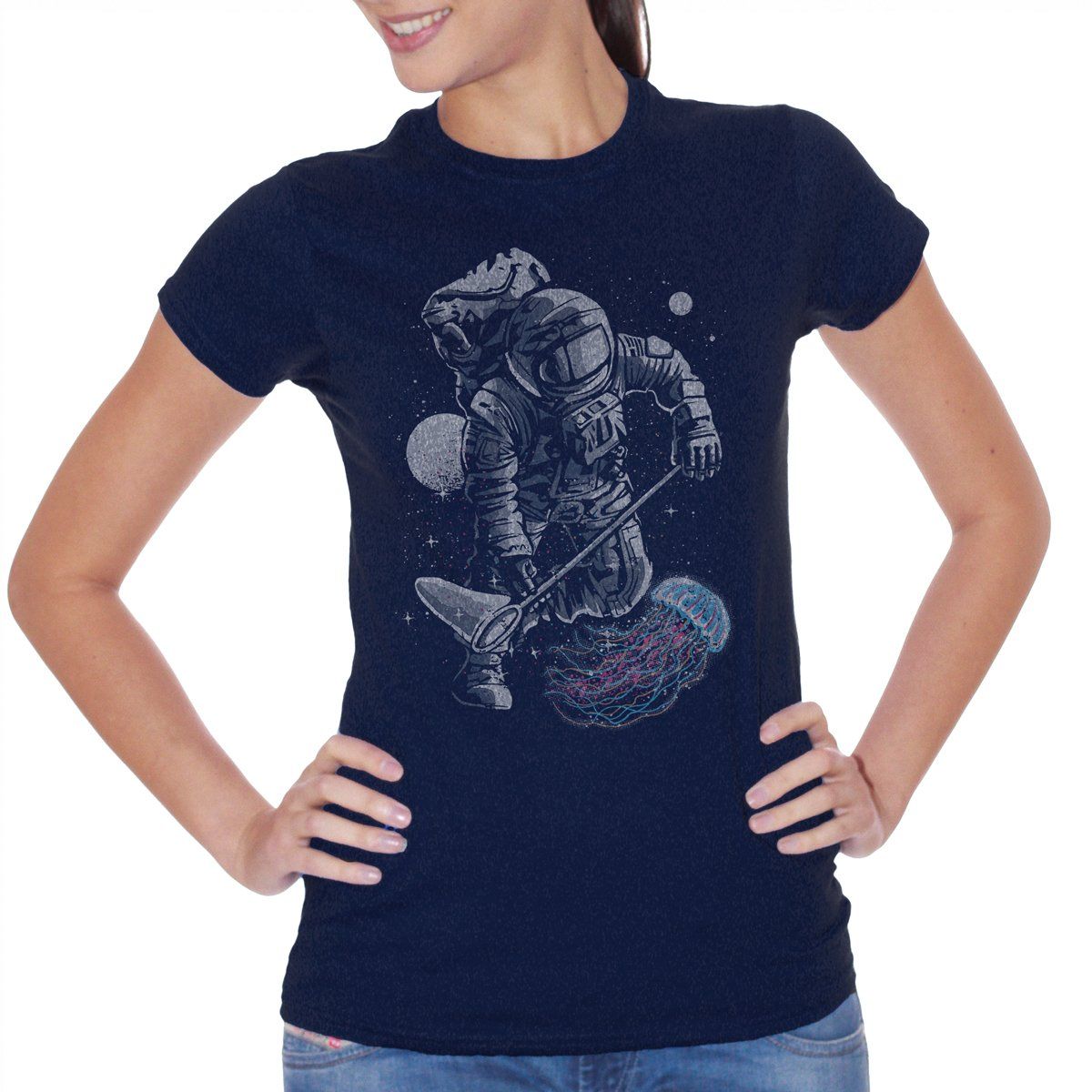 Midnight Blue T-Shirt Space Fishing - Jellyfish - Spazio e dell'astrologia - Choose ur Color Cuc Shop