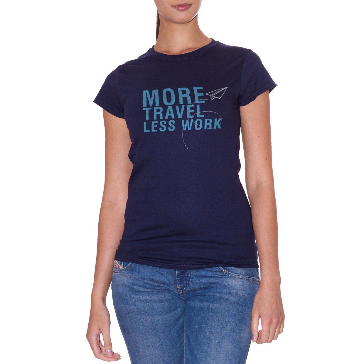 White T-Shirt More Travel Less Work - Choose ur Color Cuc Shop
