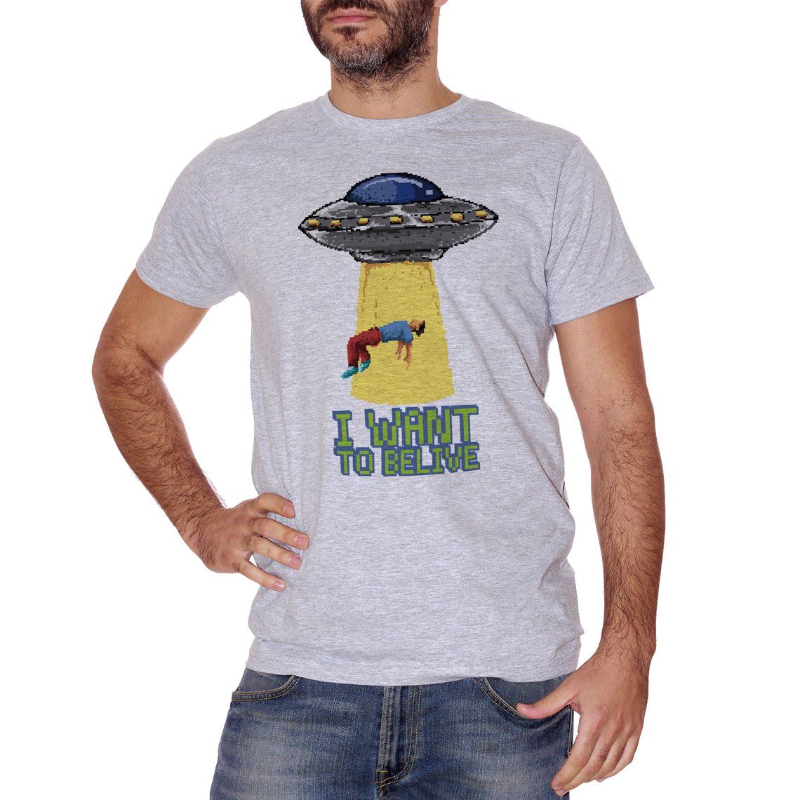 Gray T-Shirt Belive Alieni Divertente - Funny Choose ur color CucShop