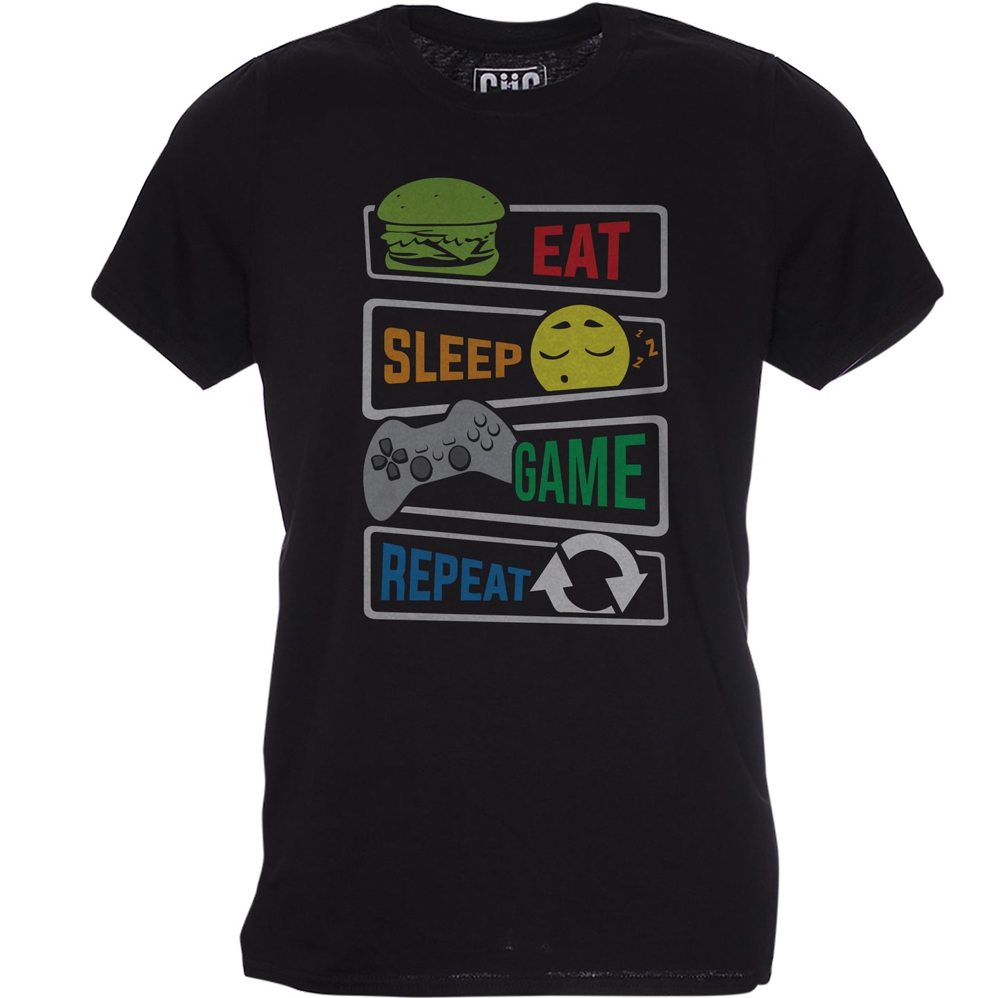 Black T-Shirt Gaming - Eat Sleep Game Repeat - Regalo per Nerd e Giocatori di Videogame - Choose Ur Color Cuc shop