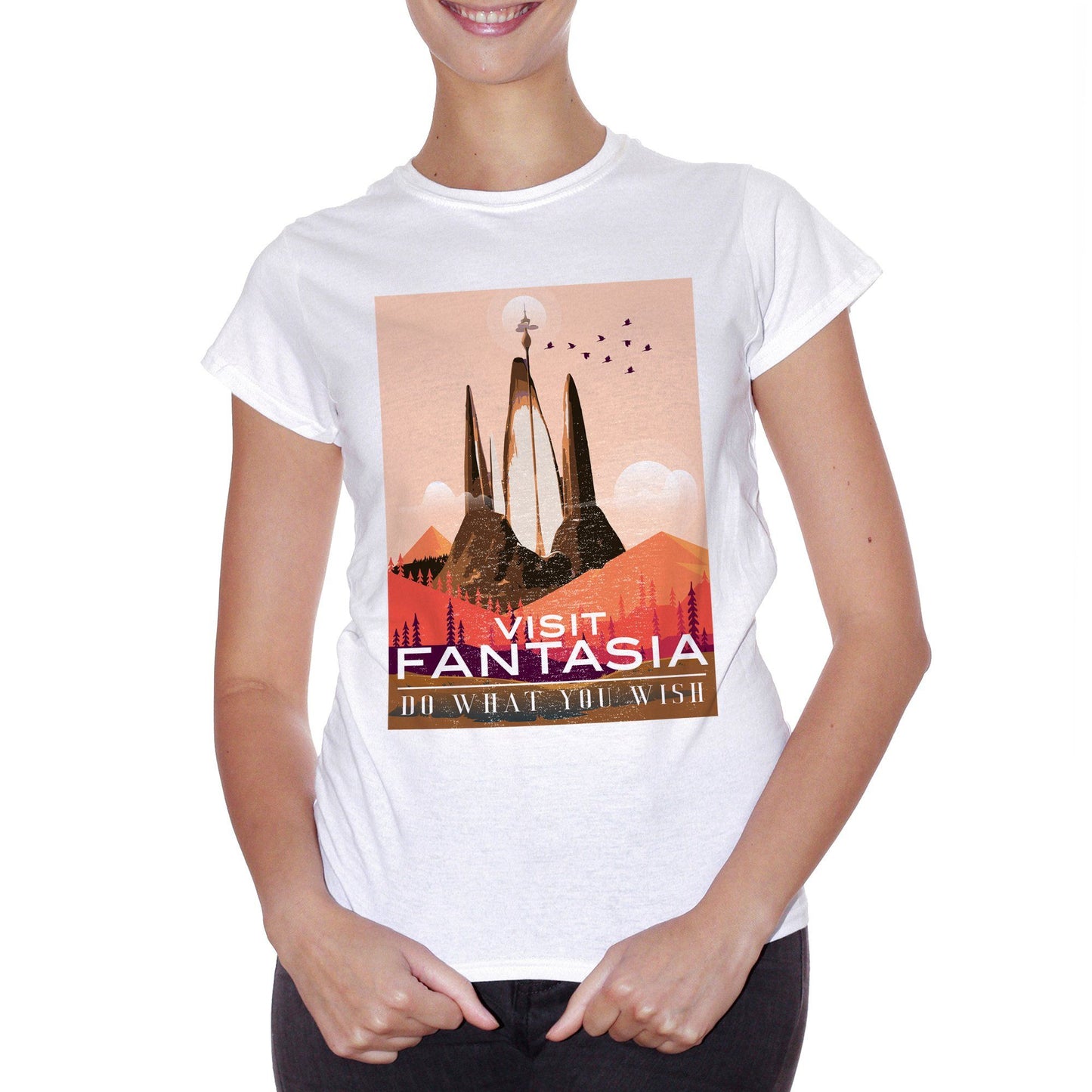 Light Pink T-Shirt Visit Fantasia La Storia Infinita - Film cult anni 80 - Movie Choose ur color CucShop
