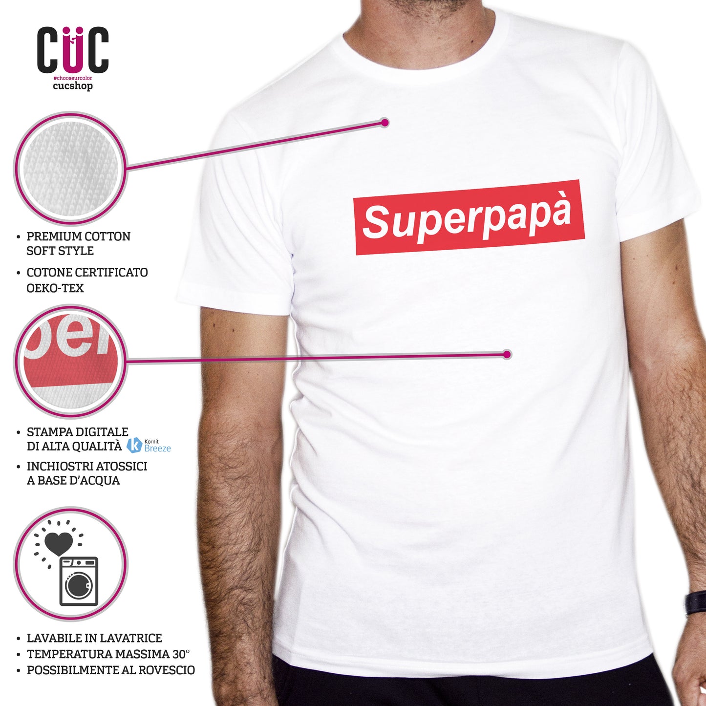 White Smoke T-Shirt Divertente Festa del Papà -  Superpapa - Father's Day - Chooseurcolor CucShop